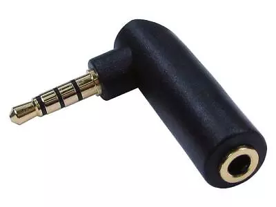 3.5mm 4C Male To 3.5mm 4C Female Right Angle Black Adapter • £3.39