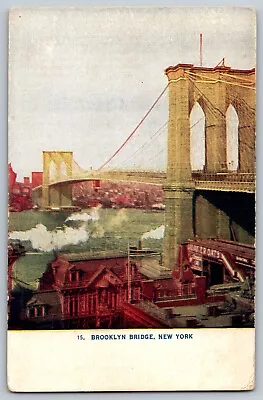 New York NY - Panorama View Of Brooklyn Bridge - Vintage Postcard - Posted 1909 • $5.94