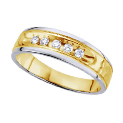 1/5 Ct Round Cut Natural Diamond 14K Two Tone Gold Engagement Wedding Band • $951.20