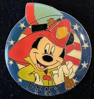 Disney MICKEY MOUSE Pin FDNY Fire Department New York City Fireman American Flag • $10
