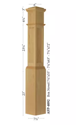 AFP 4092 Large Red Oak Amish Made Actual Flat Recessed Panel Box Newel Post • $400