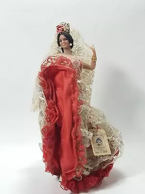 7” VTG Marin Chiclana Spanish Doll Flamenco Dancer Red Dress Gown Made In Spain • $19.95