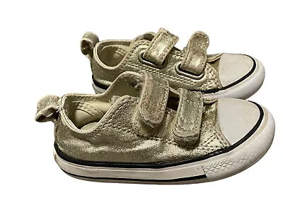 Converse Size 6 Toddler Girls Chuck Taylor All Star Gold Metallic Sneakers # SV- • $15