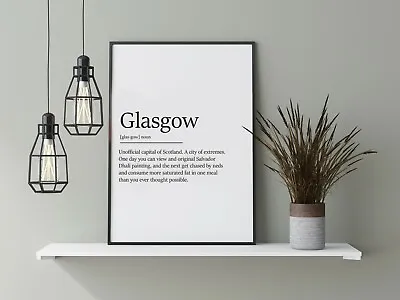 £4.99 • Buy Glasgow Definition Prints Wall Quality Art Picture Bold Minimalist City UK