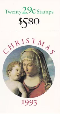 U.S. COMM BKLT OF 20 SCOTT#BK211 1993 29ct CHRISTMAS MADONNA VARIOUS MINT P#'s • $6.20