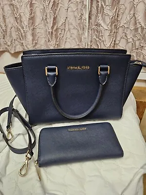 Michael Kors Navy  Saffiano Satchel With Strap And Matching Purse Fab Condition • £48.50