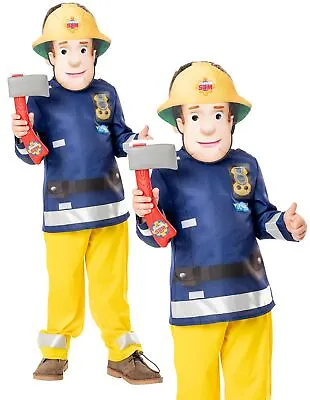 £16.49 • Buy Fireman Sam Costume Kids Licensed Cartoon Fancy Dress Outfit Boys + Mask