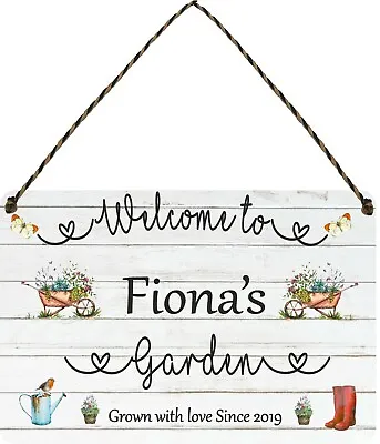 £5.87 • Buy Personalised Welcome Garden Sign Shed Plaque Gift Summer House Flowers Allotment