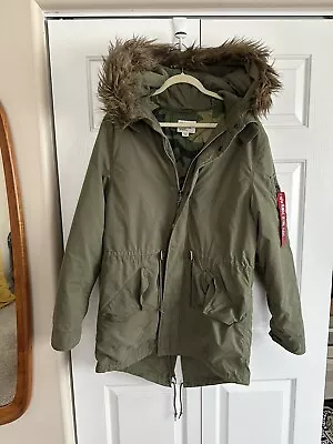 Alpha Industries M65 Fishtail Parka US Jacket Hooded Army Coat Men’s Sz Large • $50