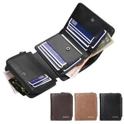 $16.86 • Buy Men's Leather Wallet Trifold 3 Fold Holder Coin Pocket With Card Slots