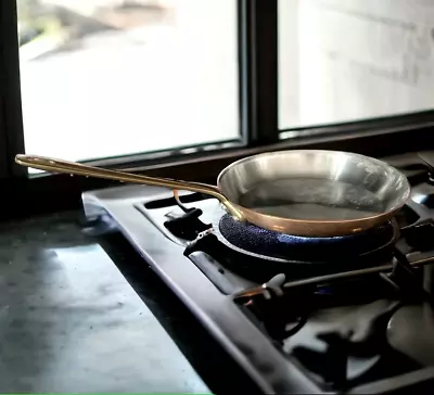 Mauviel Copper Sautee Pan Nickel Lined 8 1/2   Brass Handle Made In France • $140