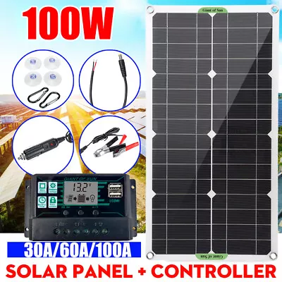£35.93 • Buy 100W 12V Solar Panel Solar Module 100A Charger USB Kit For Caravan Camping Boat