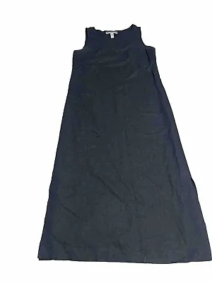 Vintage Amanda Smith Dress Womens Size 14 Black Linen Blend Sleeveless Midi • $19.95