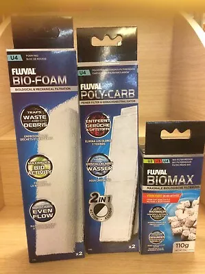 Genuine Fluval U4 Media Replacement Filter Foams Poly & Biomax.full Set • £13.59