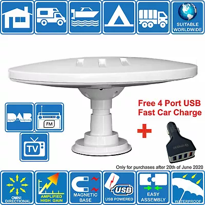 Helio Magnet Usb Motorhome Boat Truck Digital Omni Directional Tv Fm Dab Aerial • £39.49
