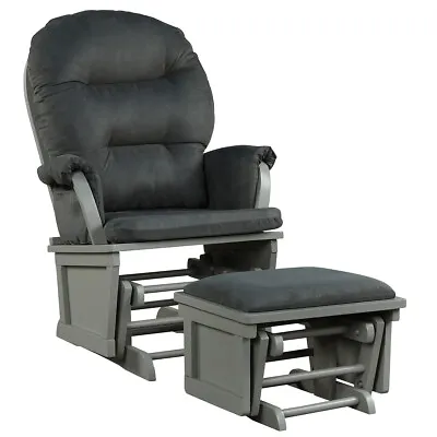 Baby Nursery Relax Rocker Rocking Chair Glider & Ottoman Set W/Cushion Dark Grey • $209.99