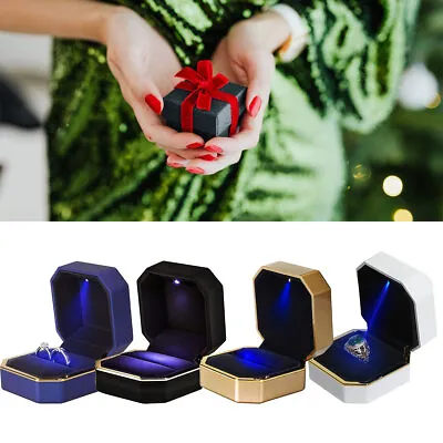 LED Luxury Ring Box With Light Wedding Ring Case Jewelry Gift For Engagement • $8.99