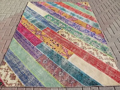 Patchwork Rug Area Rugs Boho Rug Wool Rug Handmade Turkish Carpet 66 X91  • $700.82