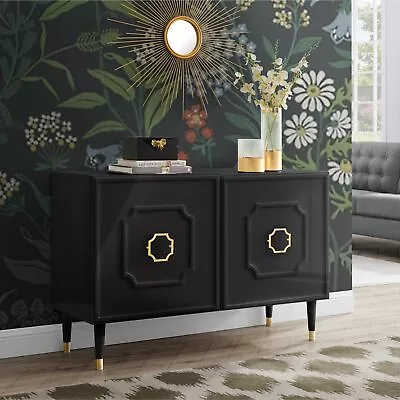 Two Door Sideboard With Gold Handle And Leg Tip Living Room Modern • $665