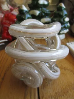 Antique End Of Day Murano Gold Speck Rod Rope Paperweight White Stripes • $29.99