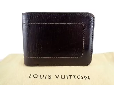 LOUIS VUITTON Utah Leather Compact Wallet Card Holder  6 Billets M92074 Browns • $190.55