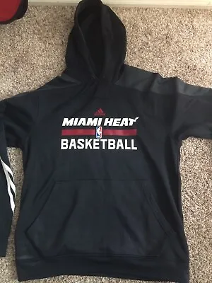 Miami Heat Hooded Sweatshirt - Men's Large - Adidas Hoodie - Excellent - Black • $24.99
