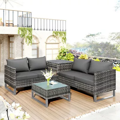 Rattan Garden Furniture Patio Corner Sofa Set Lounger Table Outdoor Conservatory • £409.99