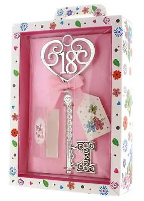 £7.99 • Buy Silver Age 18 Female Keepsake Key & Bright Presentation Box - 18th Birthday Gift