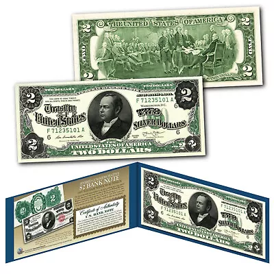 1886 William WINDOM Silver Certificate $2 Note Designed On Modern $2 Bill • $15.95