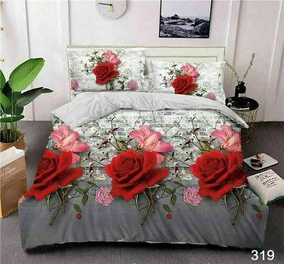 £26.03 • Buy 3D Effect 4 Piece Printed Duvet Quilt Cover Luxury Complete Bedding Set All Size