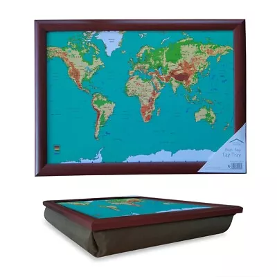 Cushion Padded World Map Portable Reading Lap Top Tray Table Breakfast Dinner • £10.95