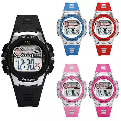 Montres Carlo Digital Watch Silicone Band Round Case Sport Wristwatch Black  • $19.80