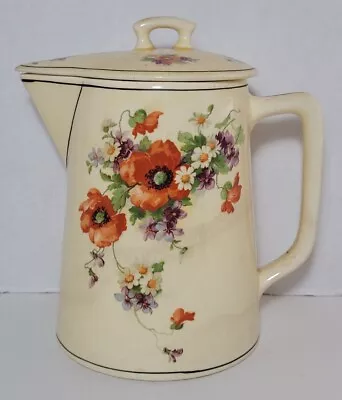 Vintage Canonsburg Pottery Co Pitcher With Lid Poppy Flowers • $49.94