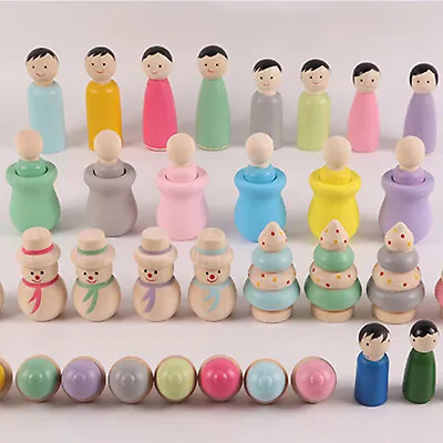 £15.59 • Buy 10 Wooden Peg Dolls For Christmas - Painted Wooden People - DIY Wood Art Crafts