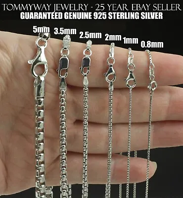 Guaranteed 925 Sterling Silver Rhodium Plated Round Box Chain Necklace 1mm-5mm • $19.99