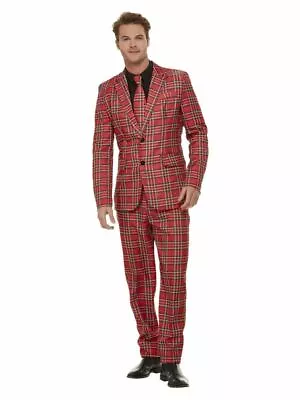 Mens Tartan Suit Scottish Pride Suit & Tie Stag Do Party Fancy Dress Outfit • £28.63