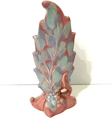 VTG 40's Royal Haeger Hickman Leaf Vase R320 Pink Blue Modern Deco Pottery JCS • $29.99