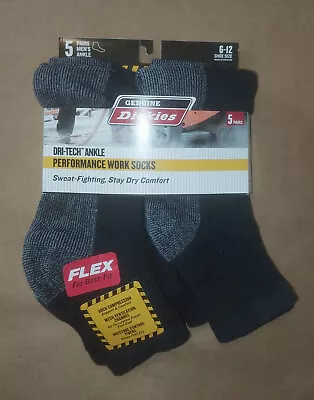 5 PAIR Dickies Dri-Tech ANKLE Performance WORK SOCKS - Sweat-Fighting / Stay Dry • $14.35