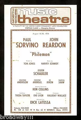 Schmidt And Jones  PHILEMON  Paul Sorvino / John Reardon 1975 Rare FLOP Playbill • £38