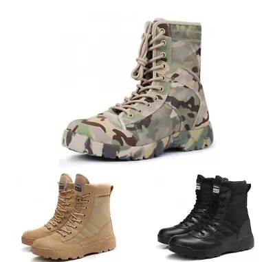 £23.95 • Buy New Mens Outdoor Zip Hiking Army Security Boots Combat Hi Top Camping Shoes Size