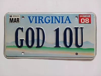 GOD 10U Mar 2008 Virginia Personalized Vanity License Plate GOD 10U • $25