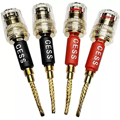 CESS-220 Pin Banana Plug To 4Mm Female Banana Jack/Speaker Wire 4 Pack Braided • $17.33