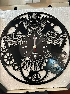 Steampunk Owl Vinyl Record Wall Clock • $25