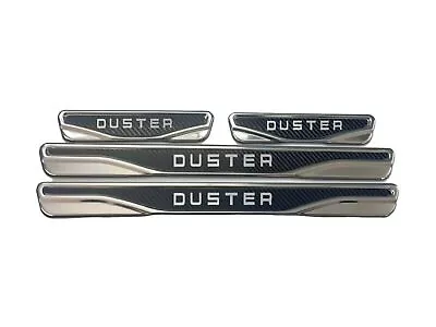 For Dacia Duster Chrome & Carbon Door Sill Scratch Guard S.Steel • $41.03