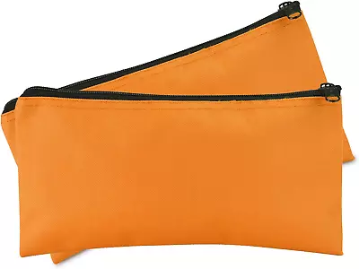 DALIX Bank Bags Money Pouch Securi Deposit Utility Zipper Coin Bag Orange 2 Pack • $11.60