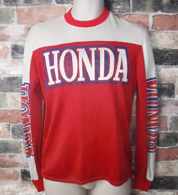 Vintage 1970's Honda Motocross Nylon Long Sleeve Shirt Size S Made In Usa L@@k • $24.99