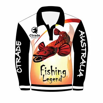 Fishing Shirt Ctrade Australia  UV50+ Quick Dry Fiery Flathead Check Size Chart • $29.95