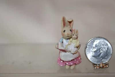 Miniature Dollhouse Hand Sculpted Mama Bunny Reading To Baby Figurine 1:12 • $24.99