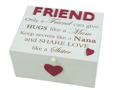 Friend Memory Box Keepsakes Friendship Only A Friend Can Give Hugs Wooden F1009C • £21.98