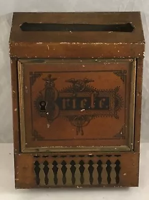 Antique Tin Litho Metal Toy Mailbox Briefe Letter Key Lock Box German Bank  • $59.95